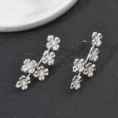 Brass Micro Pave Cubic Zirconia Stud Earrings for Women EJEW-A167-24P-1