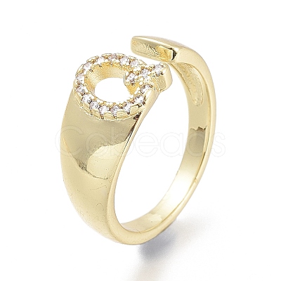 Brass Micro Pave Clear Cubic Zirconia Cuff Rings RJEW-F103-13Q-G-1