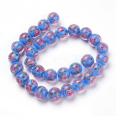 Handmade Gold Sand Lampwork Beads Strands LAMP-L072-G06-1