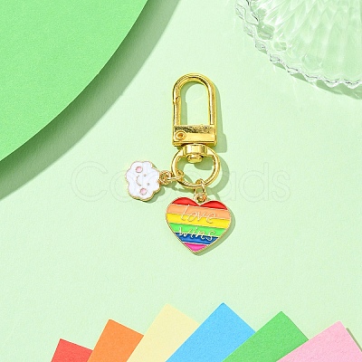 Rainbow Color Alloy Enamel Pendant Decorations HJEW-YW00001-01-1