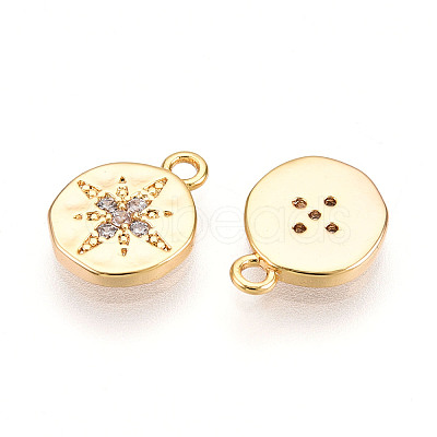 Brass Micro Pave Cubic Zirconia Charms KK-N261-77G-1