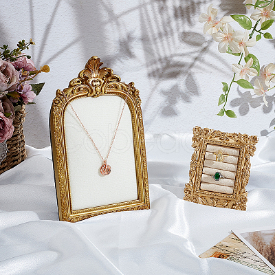 2Pcs 2 Styles TPR Covered with Velvet Necklace & Ring Display Photo Frames Sets ODIS-SP0001-13-1