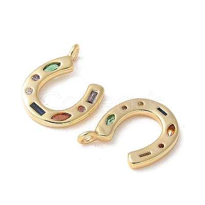 Brass Micro Pave Colorful Cubic Zirconia Charms X-KK-Q031-40G-02-1