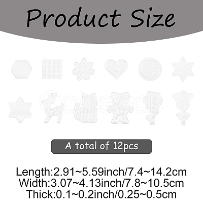 12Pcs 12 Styles Plastic Pegboards for  Mini Fuse Beads DIY-YW0017-55-1