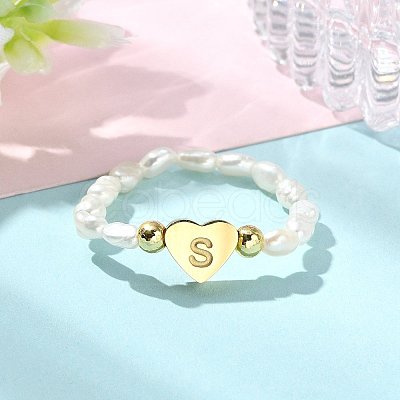Natural Freshwater Pearl & 304 Stainless Steel Bead Finger Rings RJEW-FS00001-19-1
