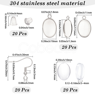 20Pcs 304 Stainless Steel Earring Hooks STAS-SP0002-04P-1