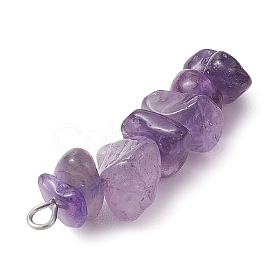 Gradient Color Natural Lavender Amethyst & Natural Blue Lace Agate Chip Beaded Pendants PALLOY-JF02791-03-1