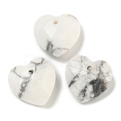 Natural Howlite Faceted Heart Charms G-G123-01I-1