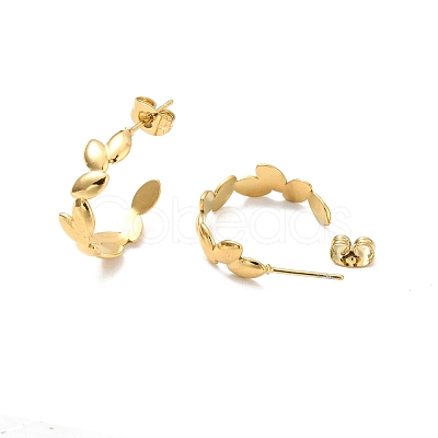 Ion Plating(IP) 304 Stainless Steel Leaf Wrap Stud Earring EJEW-P202-03G-1