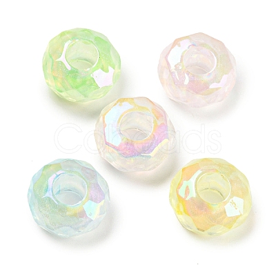 UV Plating Rainbow Iridescent Acrylic European Beads MACR-P040-01-1