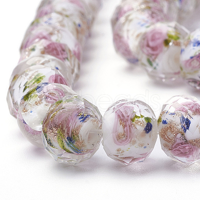 Handmade Gold Sand Lampwork Beads Strands LAMP-R141-8mm-12-1