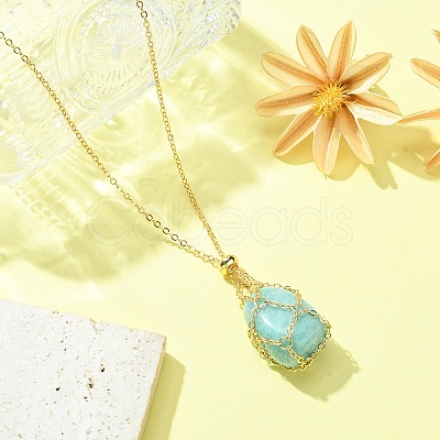 Tarnish Resistant 304 Stainless Steel Cable Chains Macrame Pouch Empty Stone Holder for Pendant Necklaces Making NJEW-TA00084-01-1