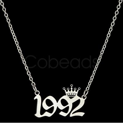 Crown Birth Year 201 Stainless Steel Pendant Necklaces for Women FS-WG4E8F2-53-1