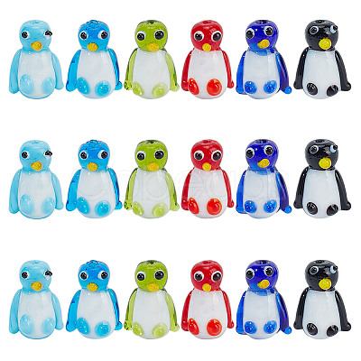 18Pcs 6 Colors Handmade Lampwork Beads LAMP-DR0001-05-1
