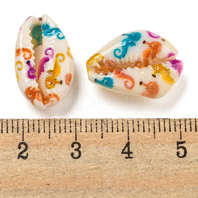 Printed Natural Shell Beads BSHE-G037-01B-1