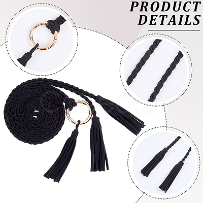 Handmade Imitation Leather Braided Rope Tie Belts AJEW-WH20006-398A-1