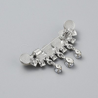 Tassel Flower Alloy Crystal Rhinestone Brooch JEWB-WH0021-67P-1