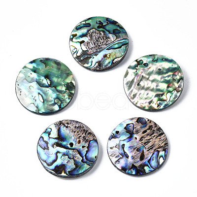 Natural Abalone Shell/Paua Shell Cabochons SSHEL-N034-85-1