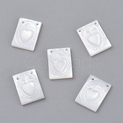 Natural White Shell Mother of Pearl Shell Charms SSHEL-L018-006-1