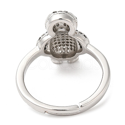 Penguin Cubic Zirconia Adjustable Rings RJEW-K247-01P-1