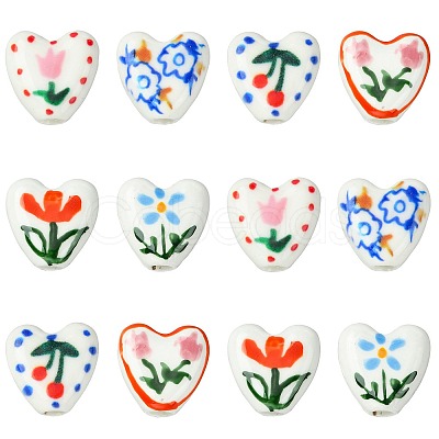 12Pcs 6 Colors Handmade Porcelain Ceramic Beads PORC-FS0001-67-1