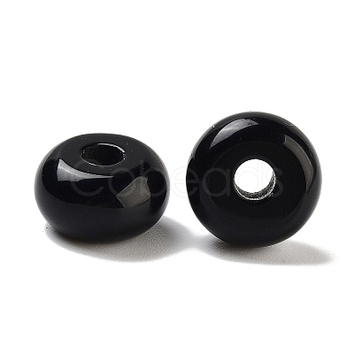 Natural Black Obsidian European Beads G-C134-04A-1