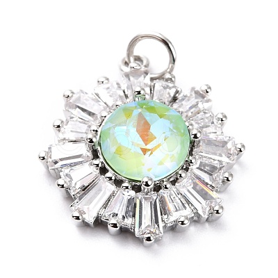 Brass Micro Pave Cubic Zirconia Pendants ZIRC-O044-21A-P-1
