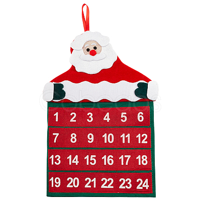 Santa Claus Non-woven Fabric Christmas Countdown 24 Days Calendar Pendant Decoration HJEW-WH0042-84-1