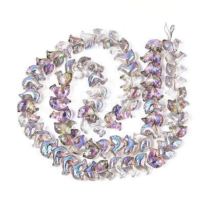 Electroplate Transparent Glass Beads Strands EGLA-N017-06-A02-1