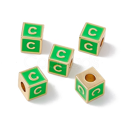 Rack Plating Brass Enamel Beads KK-B060-04G-02C-1