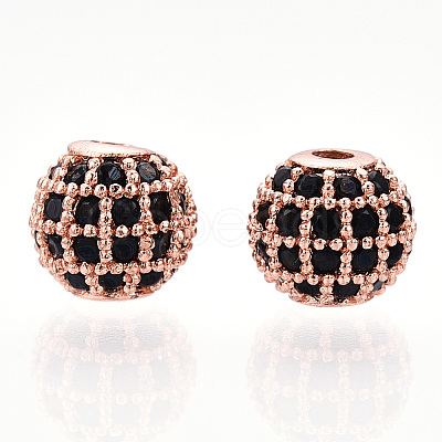 Rack Plating Brass Cubic Zirconia Beads ZIRC-S001-6mm-B01-1