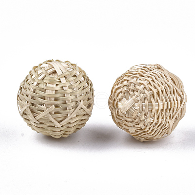 Handmade Reed Cane/Rattan Woven Beads WOVE-T006-106-1