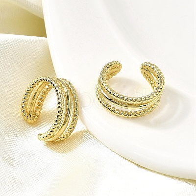 Brass Triple C-Shaped Cuff Earrings EJEW-L261-018G-1