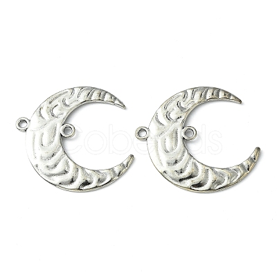 Tibetan Style Hammered Metal Crescent Moon Links connectors for Dangle Charms X-EA291Y-1