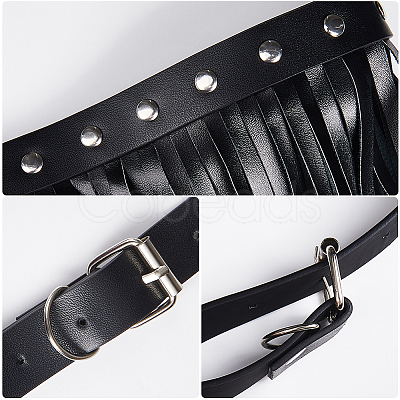 Imitation Leather Tassel Chain Belt AJEW-WH20006-20-1