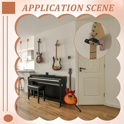 4Pcs Wood with Iron Wall Mounted Guitar Hanger ODIS-AR0001-17-1