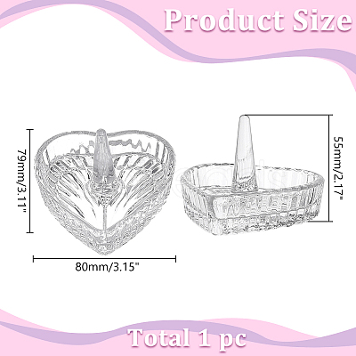 Heart-Shaped Glass Ring Holder AJEW-WH0643-265A-1