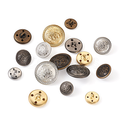 64Pcs 16 Style Brass Shank Buttons BUTT-TA0001-11-1