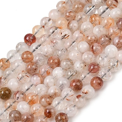 Natural Black Gold Rutilated Quartz Beads Strands X-G-P596-6mm-02-1