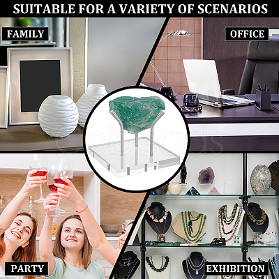 Square Acrylic Display Stands for Raw Stone Mineral Crystal Ball ODIS-WH0028-98-1