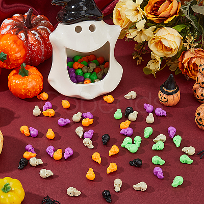 125Pcs 5 Colors Halloween Plastic Beads FIND-DC0006-32-1