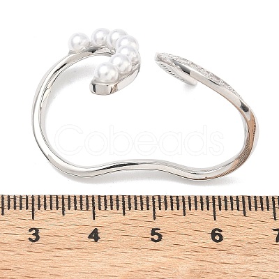 Brass Micro Pave Cubic Zirconia Cuff Open Rings RJEW-C158-03P-1