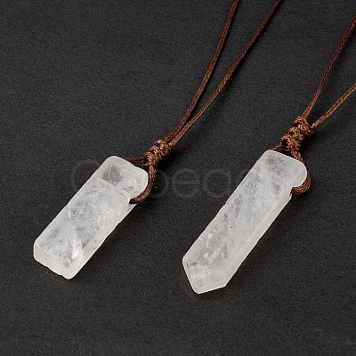 Natural Quartz Crystal Nugget Pendant Necklace with Waxed Cord for Women NJEW-F306-01H-1