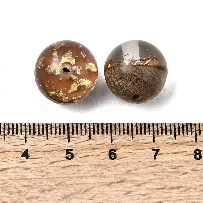 Walnut Wood with Resin Gold Foil Beads WOOD-G025-01B-1