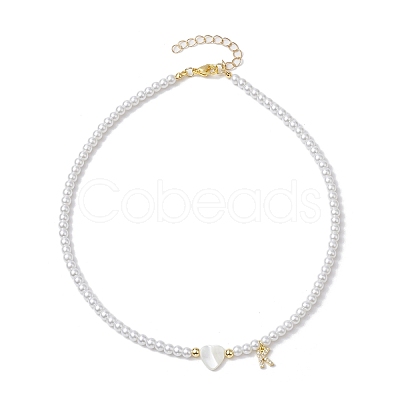 Brass Micro Pave Grade AAA Cubic Zirconia Letter Pendant Necklaces NJEW-JN04771-11-1