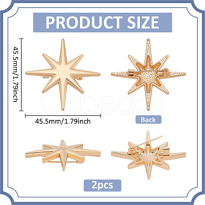 2Pcs Star Alloy Lapel Pins for Backpack Clothes JEWB-PH0001-74KCG-1
