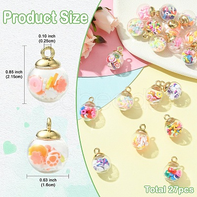 27Pcs 9 Styles Glass Pendants FIND-YW0008-07-1