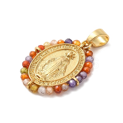 Rack Plating Brass Micro Pave Colorful Cubic Zirconia Pendants KK-G488-14G-1