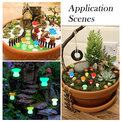 30Pcs 2 Styles Luminous Resin Mushroom Ornament RESI-TA0004-02B-1