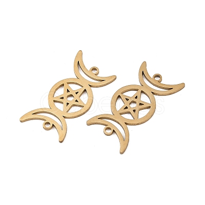 201 Stainless Steel Hollow Triple Moon Links Connector Charms STAS-I364-10G-1
